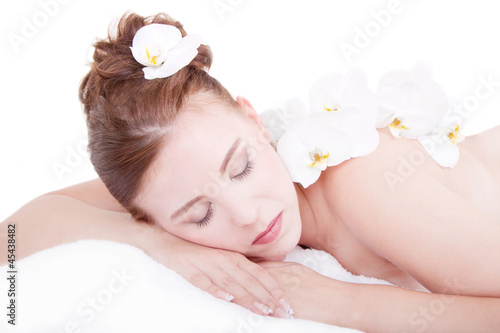 Photo: Relaxte Frau im Spa Relaxte Frau im Spa