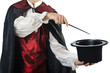 Magician doing tricks on white