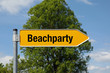 Pfeil mit Baum BEACHPARTY