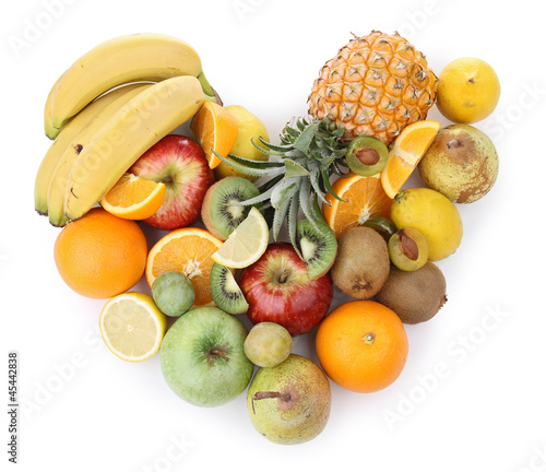 Photo: assortment of fruits,heart assortment of fruits,heart