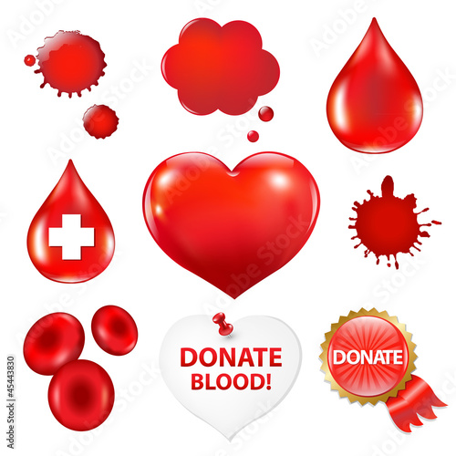 Vector: Big Collection With Blood Drop And Heart Big Collection With Blood Drop And Heart
