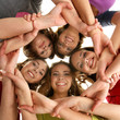 A group of young and happy smiling teenagers together