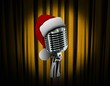 Illustration: Retro microphone and Santa hat Retro microphone and Santa hat