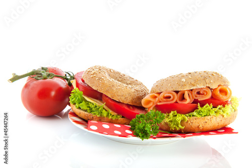 Photo: Bagels with cheese and salmon Bagels with cheese and salmon