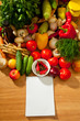 Notebook paper to write recipes and vegetables