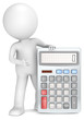 Illustration: Calculator. 3D little human character with a Calculator. Calculator. 3D little human character with a Calculator.