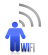 Blue wifi person icon illustration design