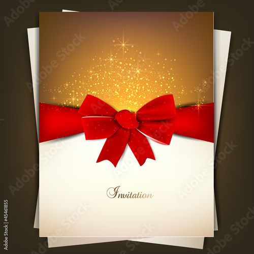 Vector: Greeting card with red bow and copy space. Vector illustration Greeting card with red bow and copy space. Vector illustration