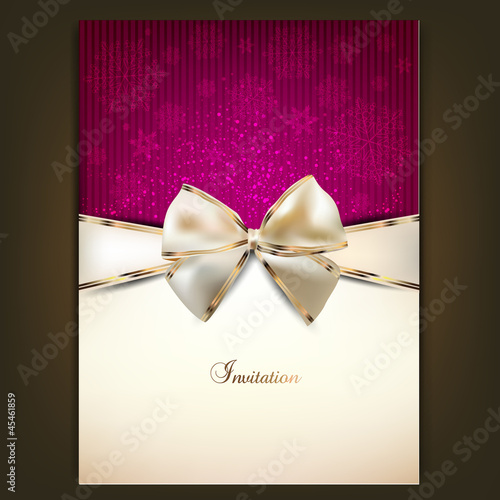 Vector: Greeting card with white bow and copy space. Vector illustration Greeting card with white bow and copy space. Vector illustration