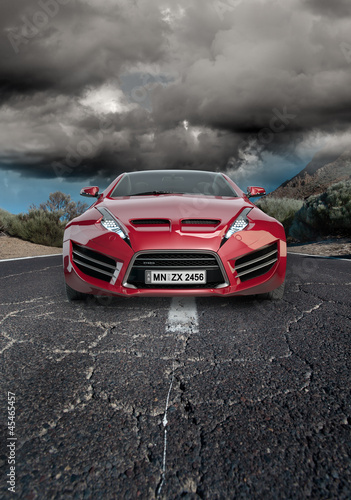 Illustration: Concept car on the road Concept car on the road