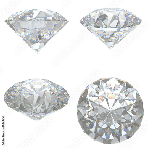 Illustration: 4 Diamonds set on white background - clipping path 4 Diamonds set on white background - clipping path