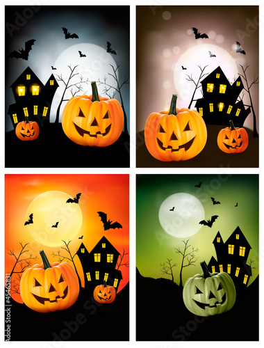 Vector: Four Halloween banners. Vector. Four Halloween banners. Vector.