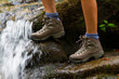 Hiking boots, hiker, tourism in mountains