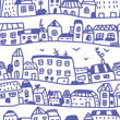 Houses seamless pattern doodle design