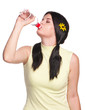 Woman drinks water