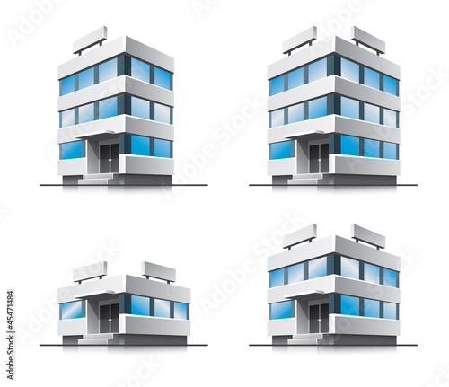 Vector: Four cartoon office vector buildings. EPS10 vector file. Four cartoon office vector buildings. EPS10 vector file.
