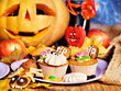 Halloween table with trick or treat