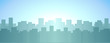 urban landscape with skyscraper, sunrise in city background