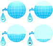 set planet and cartoon face drop different emotion