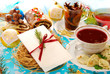 christmas eve table with wafer and traditional dishes