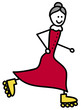 Alte Frau mit Rollschuhen
