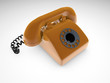 orange telephone isolated on white background
