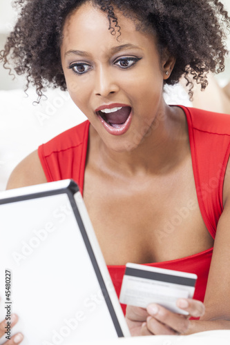 Photo: African American Girl Credit Card On Line Shopping African American Girl Credit Card On Line Shopping