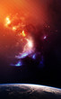Planet Earth with Colorful Nebula on background