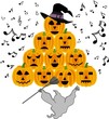 Vintage halloween ghost singing pumpkins