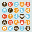 Set of vector stickers with kids and toys