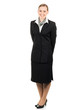 Portrait of friendly young air hostess