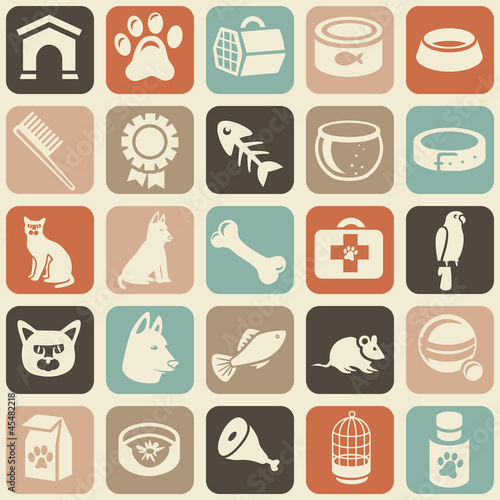 Vector: pattern with funny cat and dog icons pattern with funny cat and dog icons