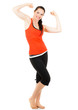 Fit sporty woman flexing both arms