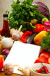 Notebook paper to write recipes and vegetables