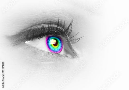 Photo: Human eye on grey background Human eye on grey background