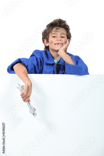 Photo: Little boy dressed as mechanic Little boy dressed as mechanic