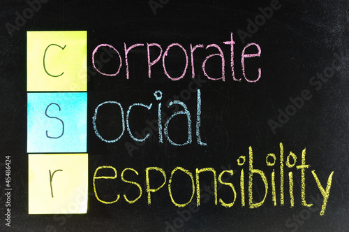Photo: corporate social responsibility ( CSR ) concept on chalkboard corporate social responsibility ( CSR ) concept on chalkboard