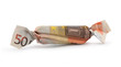 Fifty euro candy isolated with clipping path