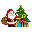 Cartoon Santa Claus hand writing.