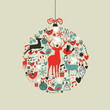 Christmas icons in bauble shape