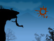 Man climbs the mountain
