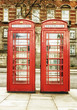 Photo: Two famous red public phone cabins in London Two famous red public phone cabins in London