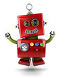 Happy vintage robot jumping of joy