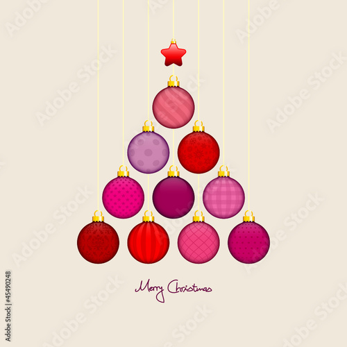 Vector: Christmas Tree Hanging Balls Pattern Red/Beige Gold Christmas Tree Hanging Balls Pattern Red/Beige Gold