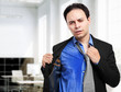Sweating businessman due to hot climate