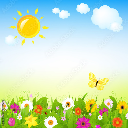 Vector: Sun And Flowers Sun And Flowers