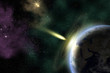 Earth and asteroid