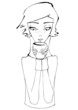 illustrated cute abstract girl with cup of tea