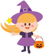 ハロウィン　いたずら　魔女　女の子　イラスト