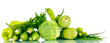 fresh green vegetables isolated on white